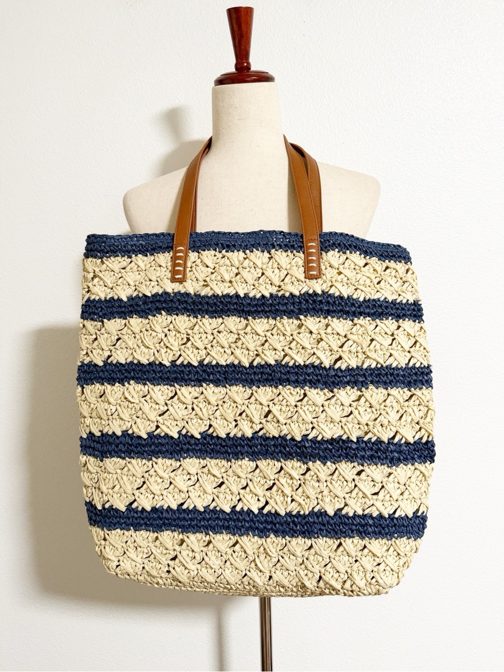 Nordstrom Nautical Striped Straw Tote Bag